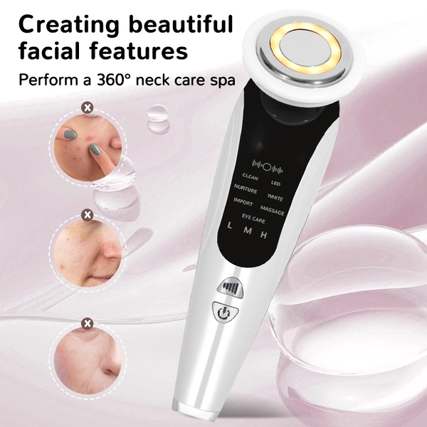 HY-BEAUTY Ultrazvukový liftingový prístroj na tvár a krk 7 v 1, elektrický, biely